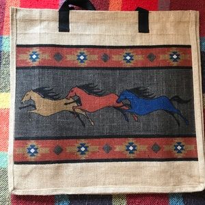 🐎Large Horse Jute Tote Bag